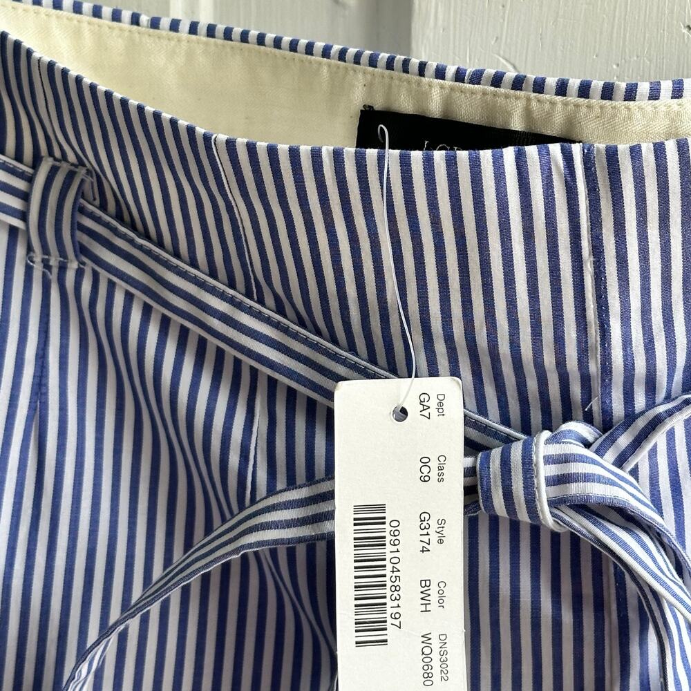 J Crew Wide Leg Cuffed Crop Pants Shirting Stripe NWT - Picture 8 of 9